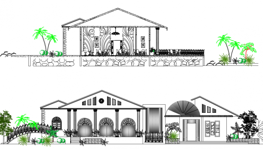 D Restaurant Elevation Design Autocad File Cadbull