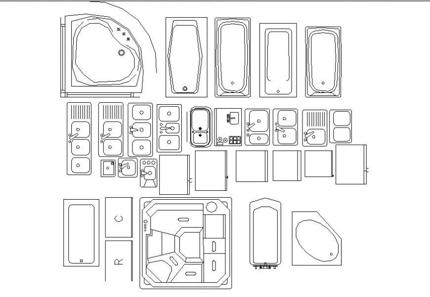 2d sanitary ware cad blocks - Cadbull