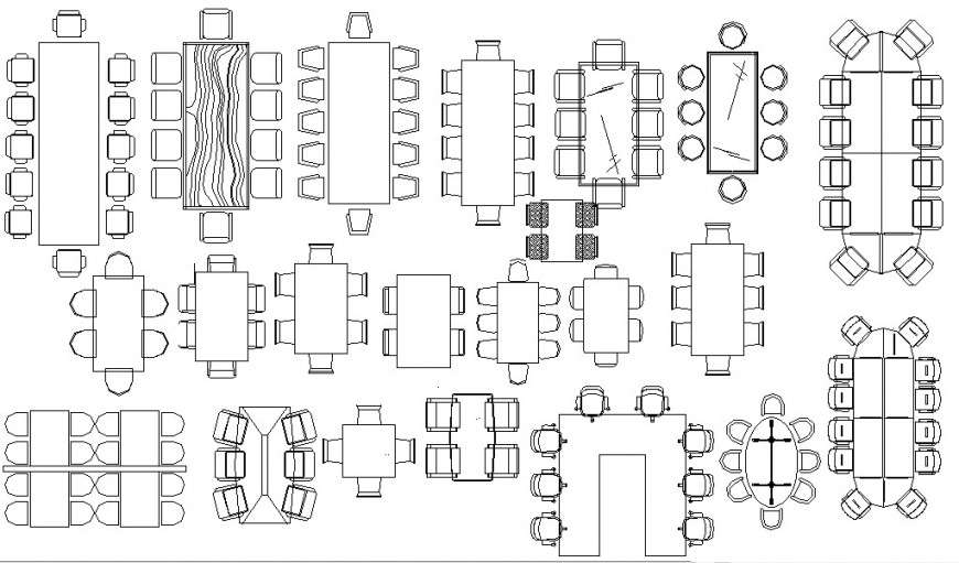 2d table and chair cad blocks - Cadbull