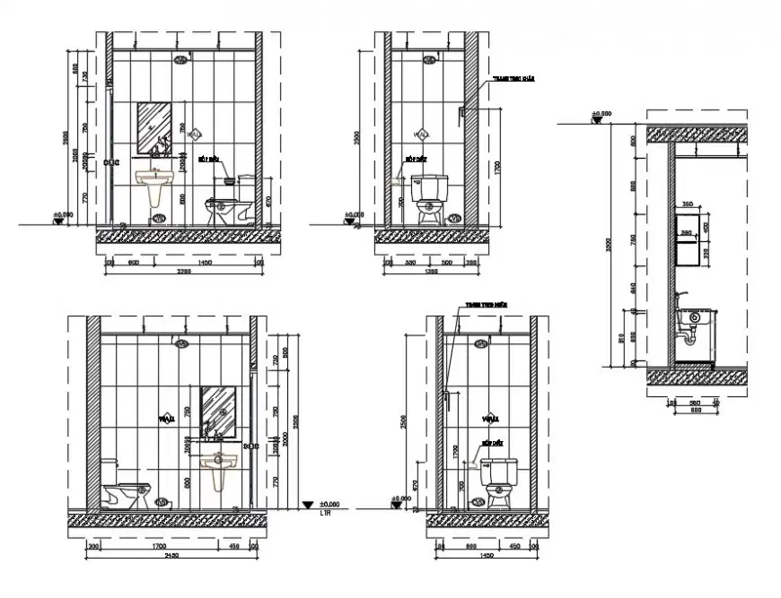 2d toilet section plan autocad file - Cadbull