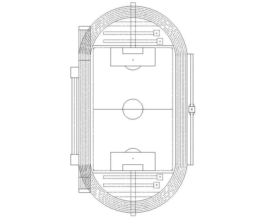 2d view of soccer play-ground detail CAD blocks layout file in dwg ...