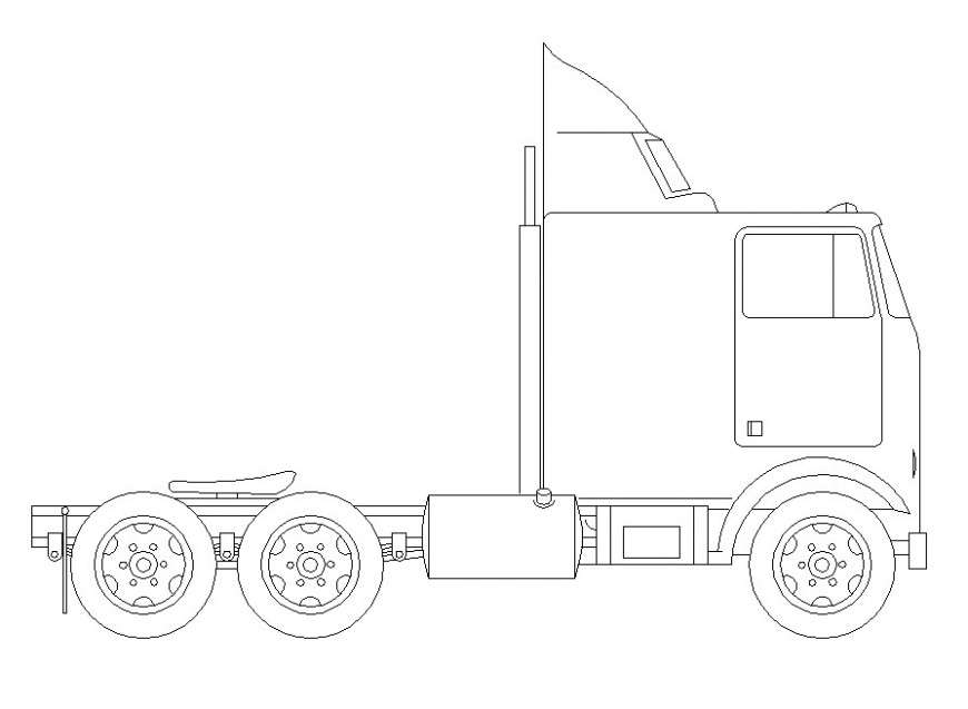 2d view of Truck carrier trailer detailing CAD blocks layout dwg file ...
