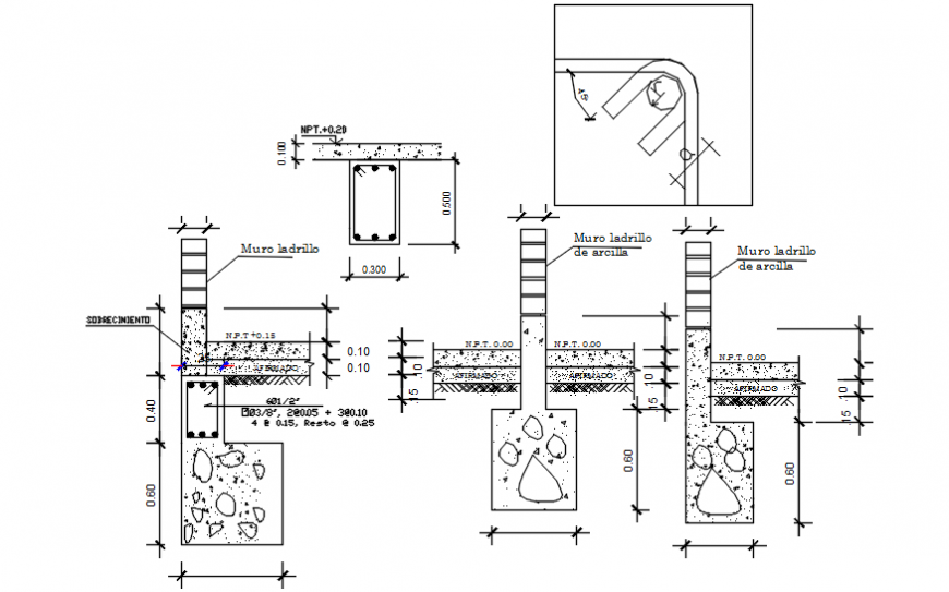 Foundation Footing Rcc Structure 2d View Cad Drawings Dwg File Cadbull