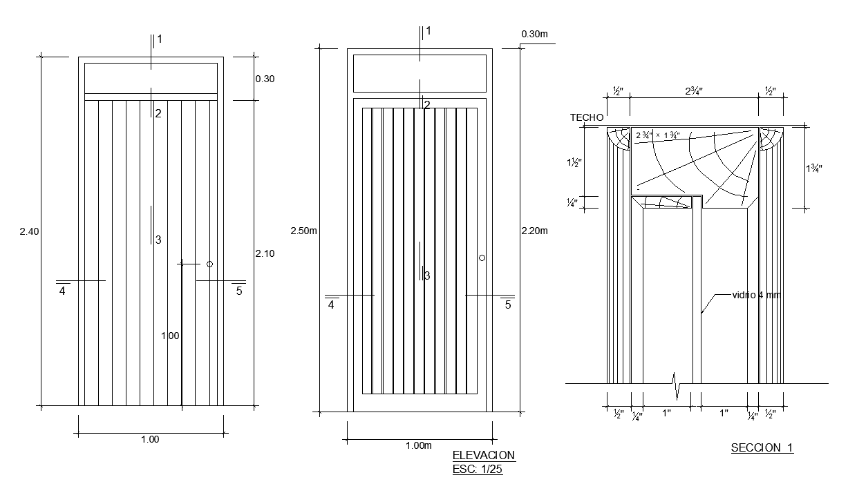 2d door detail cad drawing is given in this cad file. Download this 2d ...