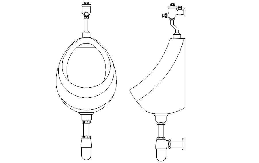2d oval urinal details cad blocks in AutoCAD, dwg file. Cadbull