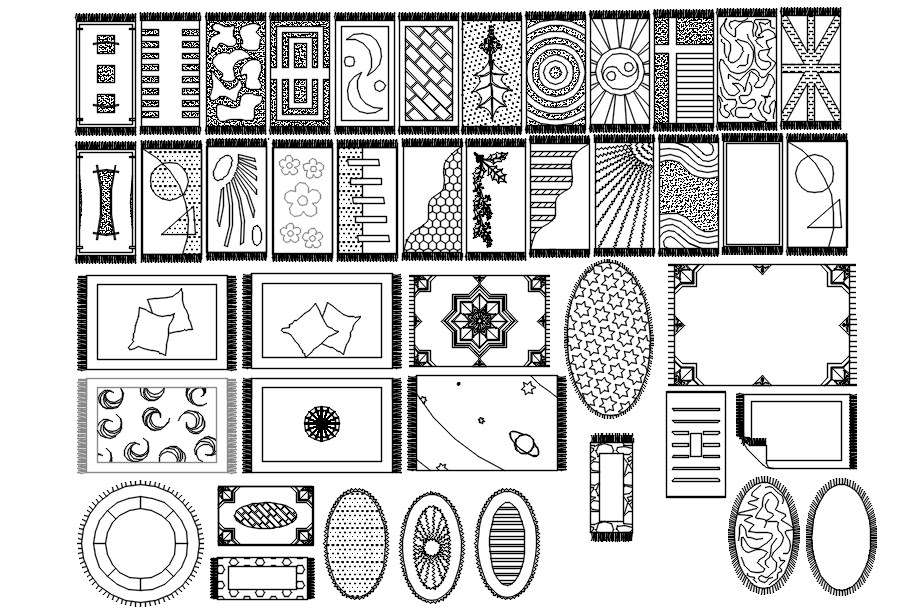 2d Plan Of Interior Pattern Cad Blocks In Autocad Dwg File Cadbull