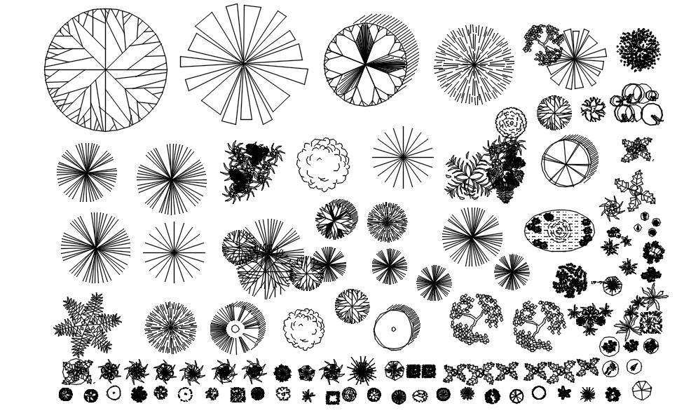 2d plan of tress and plants block in AutoCAD, dwg file. - Cadbull