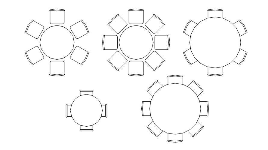 2d round dinning table CAD blocks IN AutoCAD, dwg file. - Cadbull