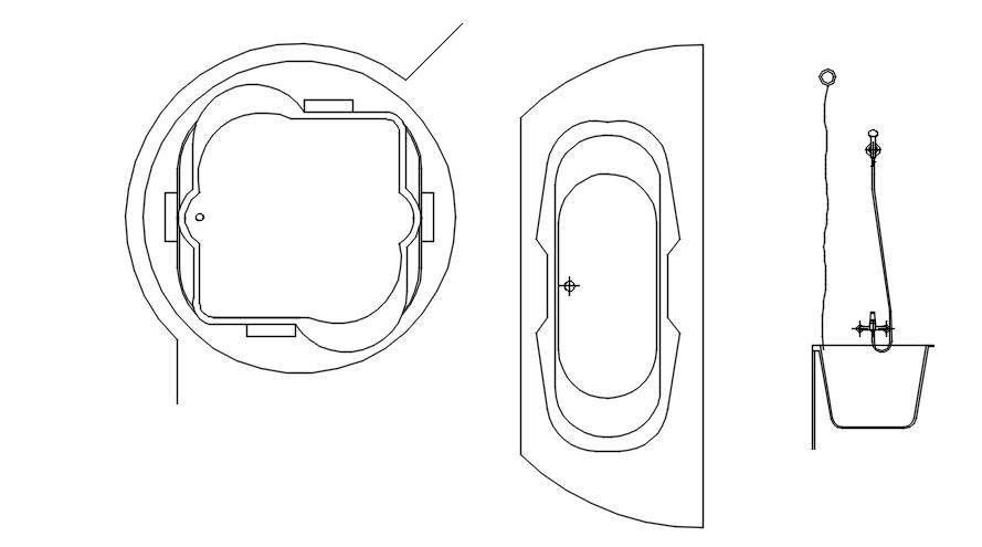 D Cad Blocks Of Bathtub And Jacuzzi In Autocad Dwg File Cadbull My