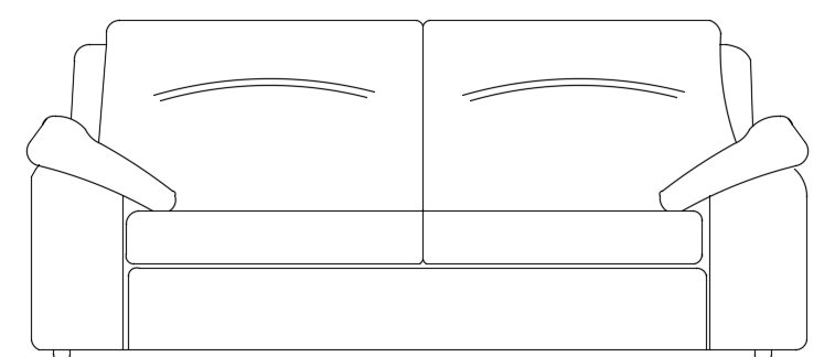 2 seated sofa with side cushion front elevation AutoCAD DWG drawing ...