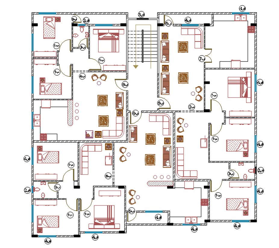 3 Bhk House Plan With Furniture Layout Plan Cad Drawing Dwg File 