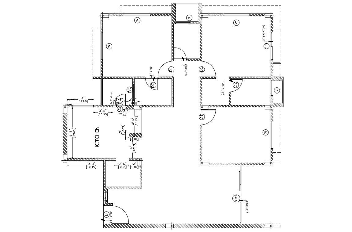 3 BHK Apartment Plan DWG File Free Download Cadbull