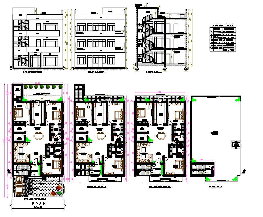 3 Bhk First Floor Plan With Furniture Layout Autocad Drawing Dwg File Images