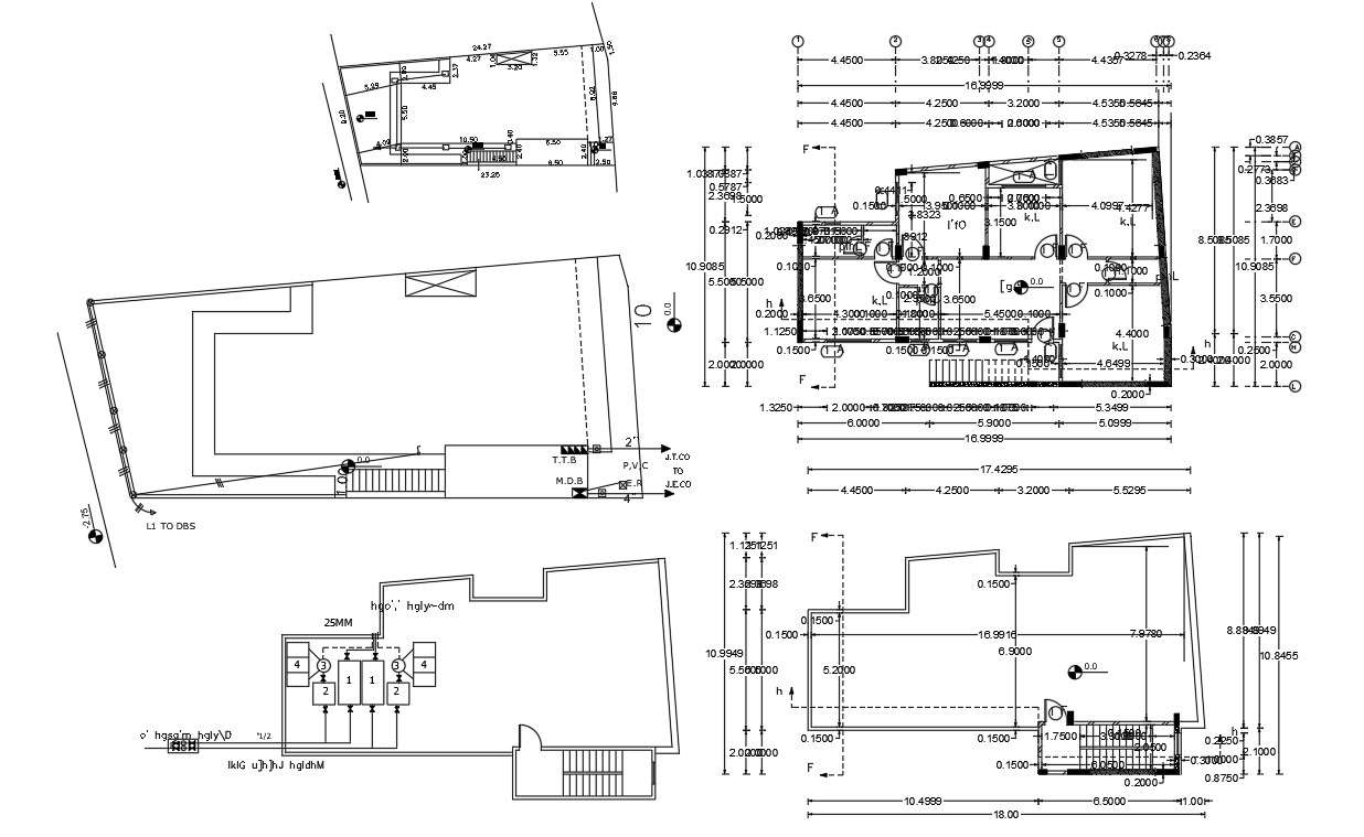 3 BHK House Floor Plan With Dimension CAD Drawing - Cadbull