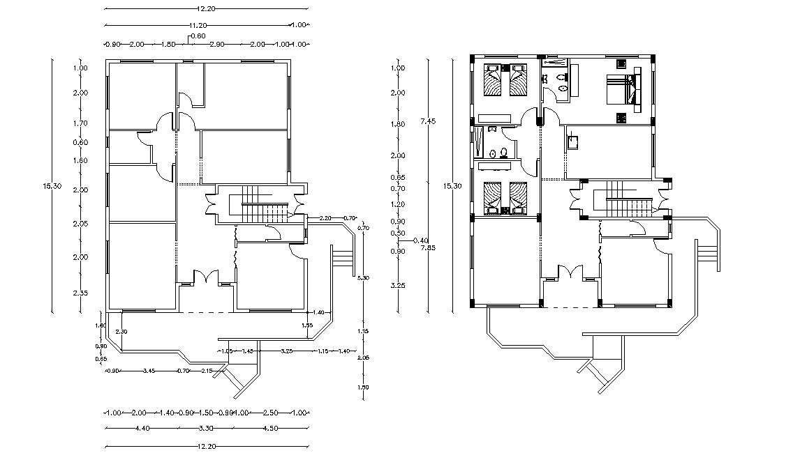 3 Bhk House Floor Plan With Dimension In Autocad Drawing Cadbull