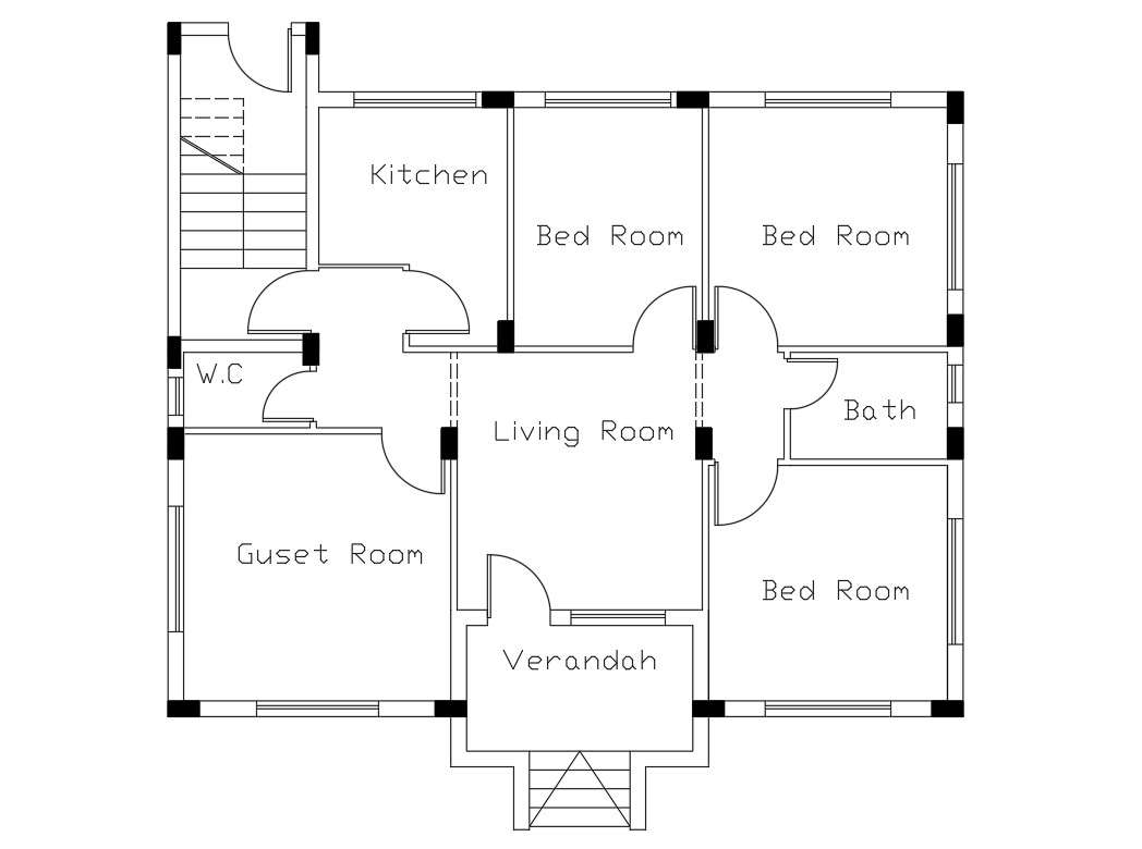 3 Bhk House Layout Plan Autocad Drawing Dwg File Cadbull | Images and