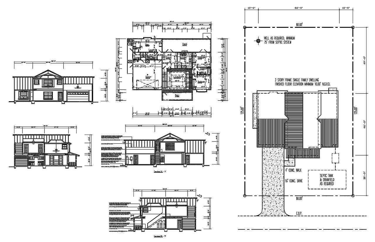 3 BHK House Plans AutoCAD File - Cadbull