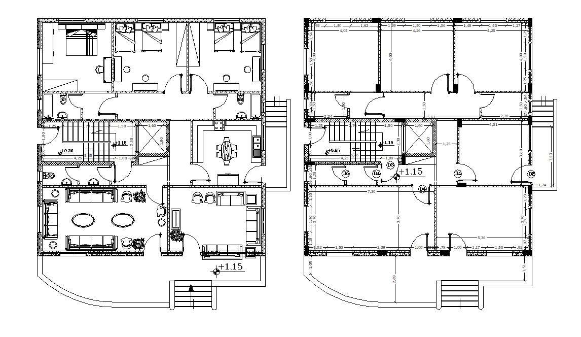  3  Bedroom  Furniture House  Layout Plan  AutoCAD  Drawing 