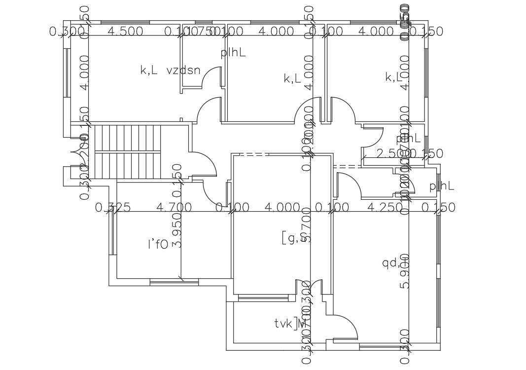 3 Bedroom House Floor Plan AutoCAD Drawing Cadbull