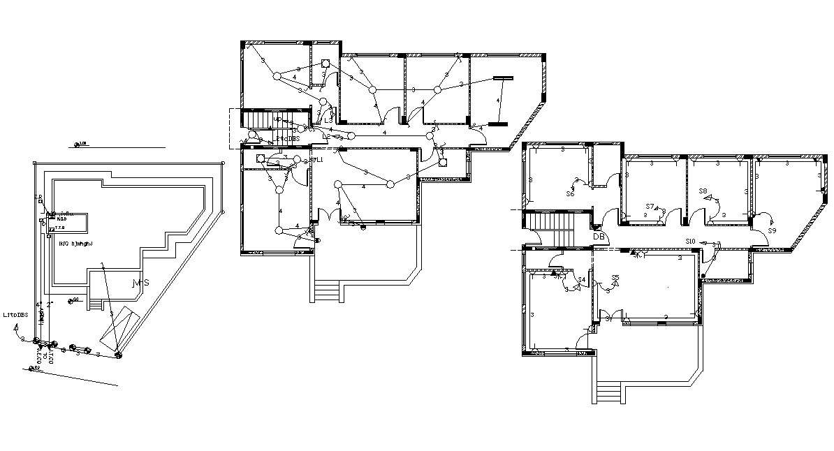 3 Bedroom House Floor Plan With Electrical Layout Plan DWG Cadbull