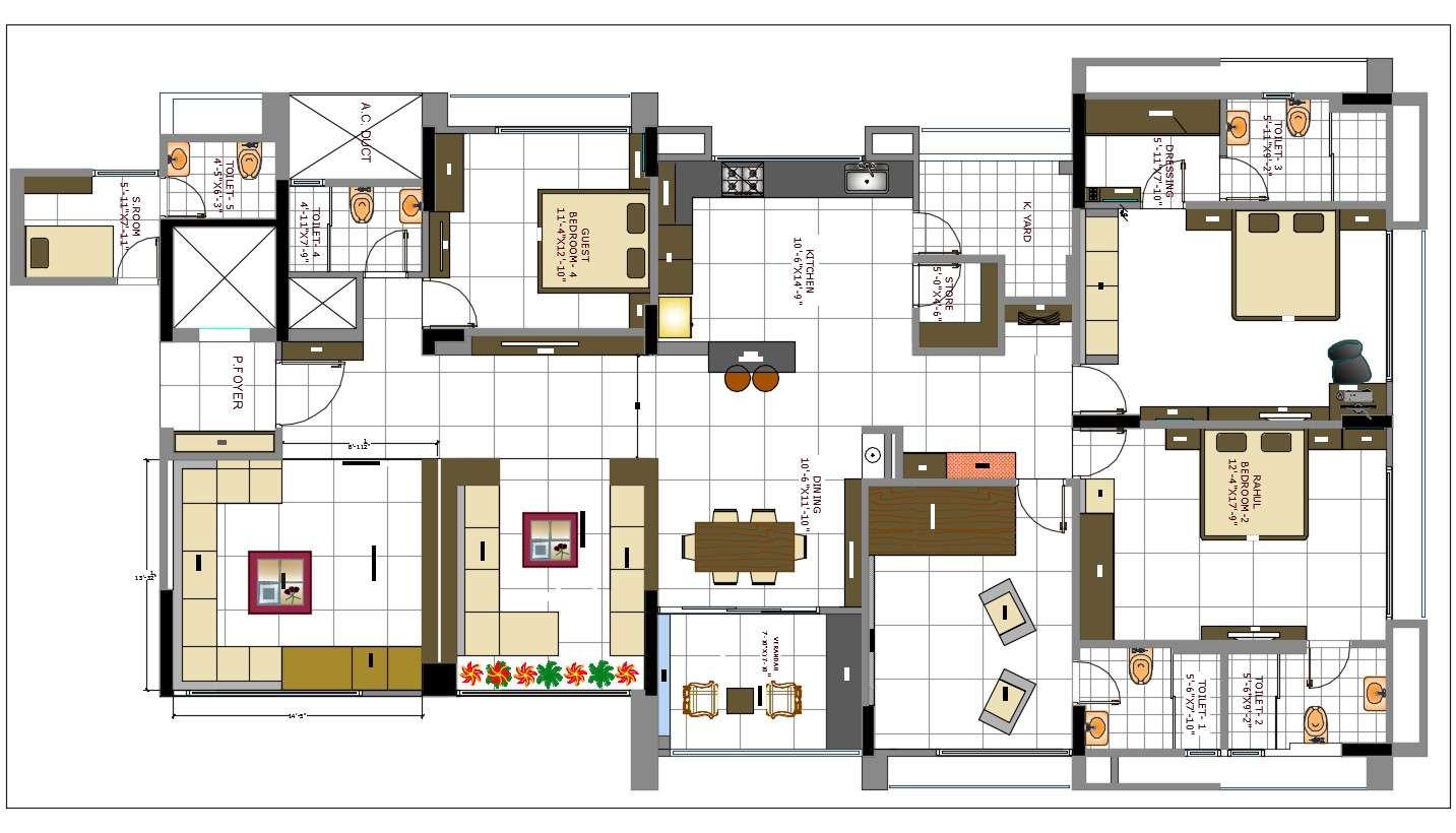3 Bedroom House Plan autocad file Cadbull