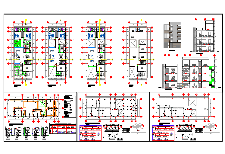 3 Floor apartment Building design - Cadbull