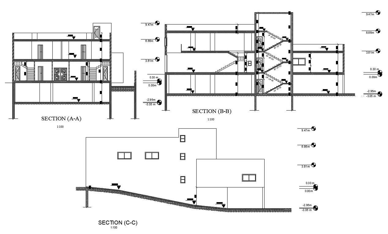 AutoCAD House Building Cross Section Drawing DWG File Cadbull ...