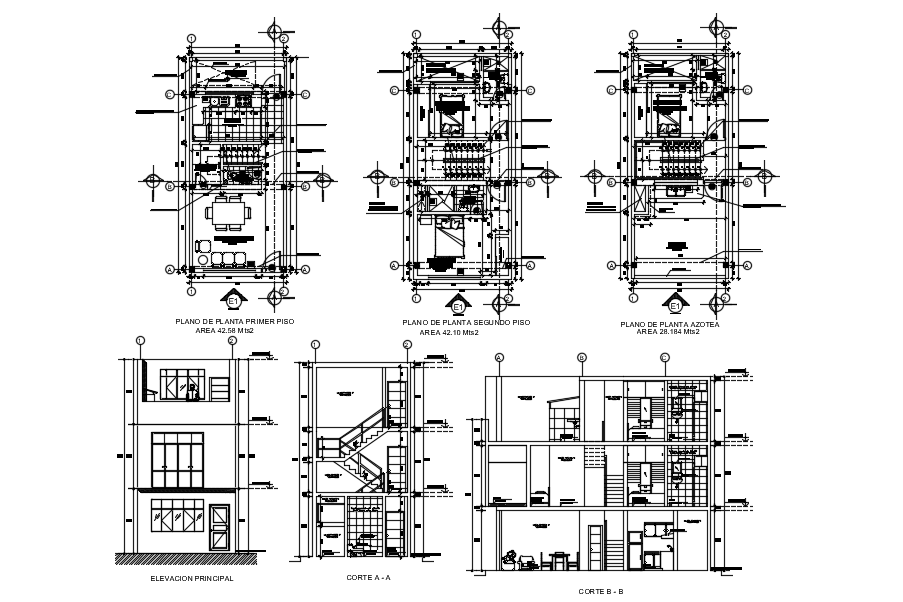 3 Storey House Plan Cad File Cadbull