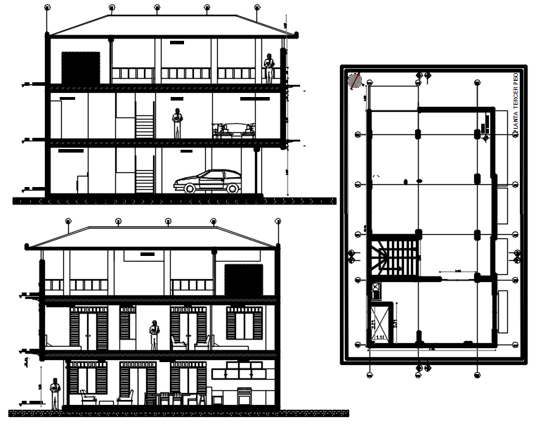 3 Storey Residential House Design In Autocad Cadbull