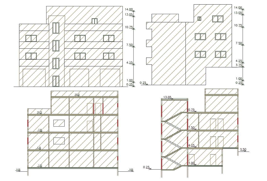 3000 Square Feet Apartment Building Design AutoCAD File - Cadbull