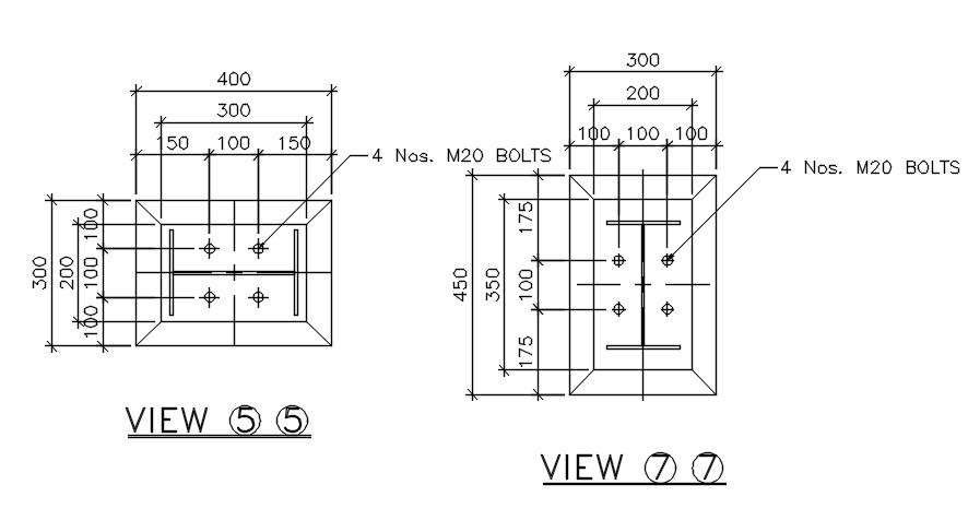 300 x 400 and 450 x 300 size of column detail provided in this AutoCAD