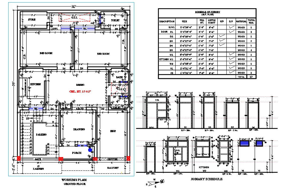 30x40-house-working-plan-with-door-window-schedule-journey-dwg-file-cadbull