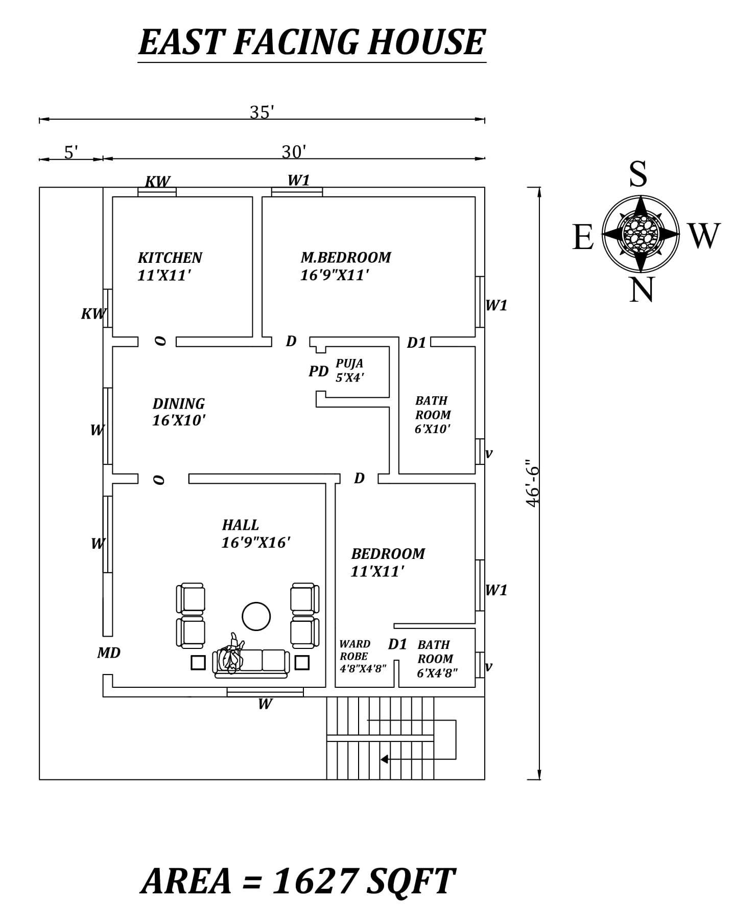 30 X46 6 The Perfect 2bhk East  facing  House  Plan  Layout 