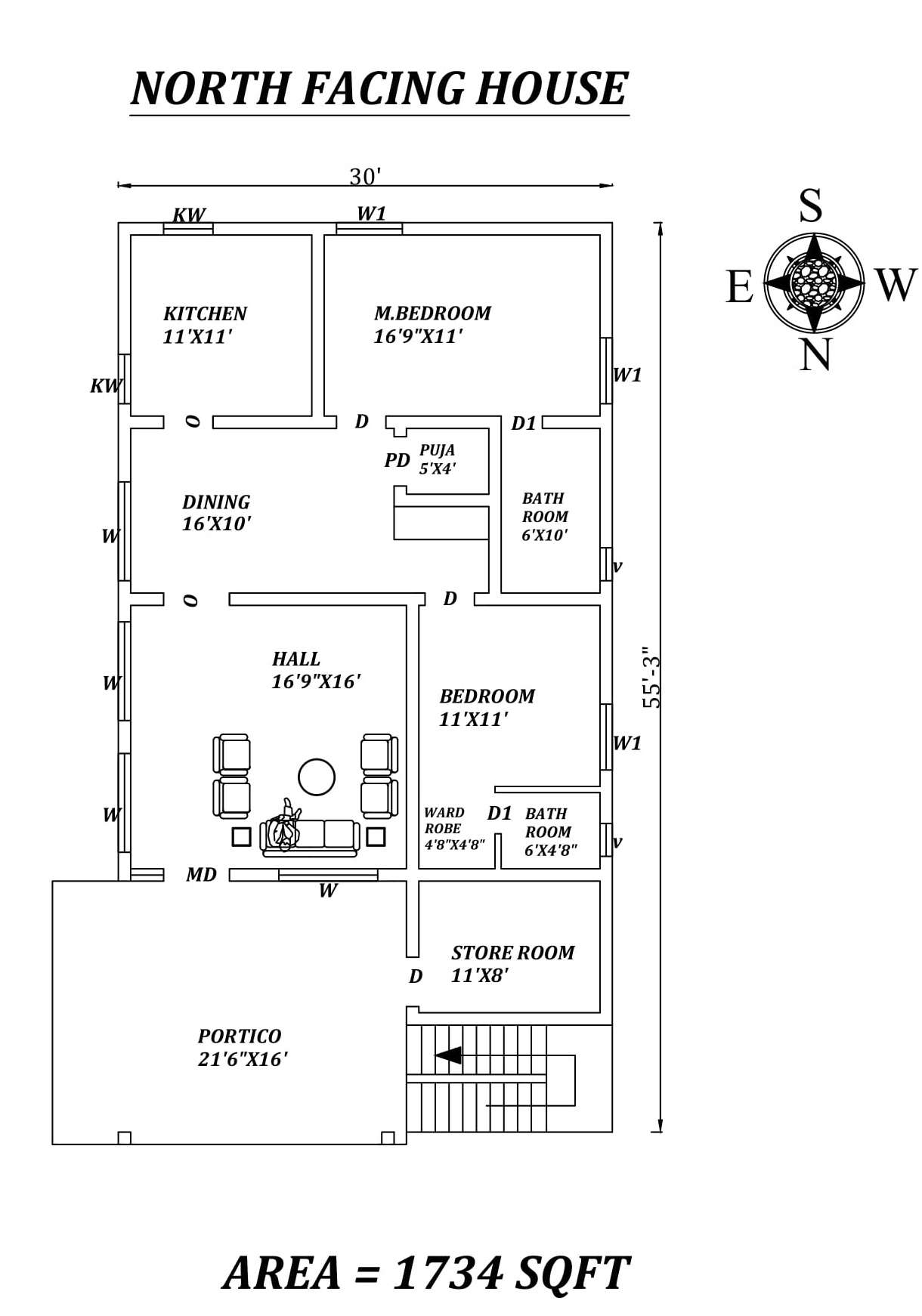 north-facing-vastu-house-floor-plan