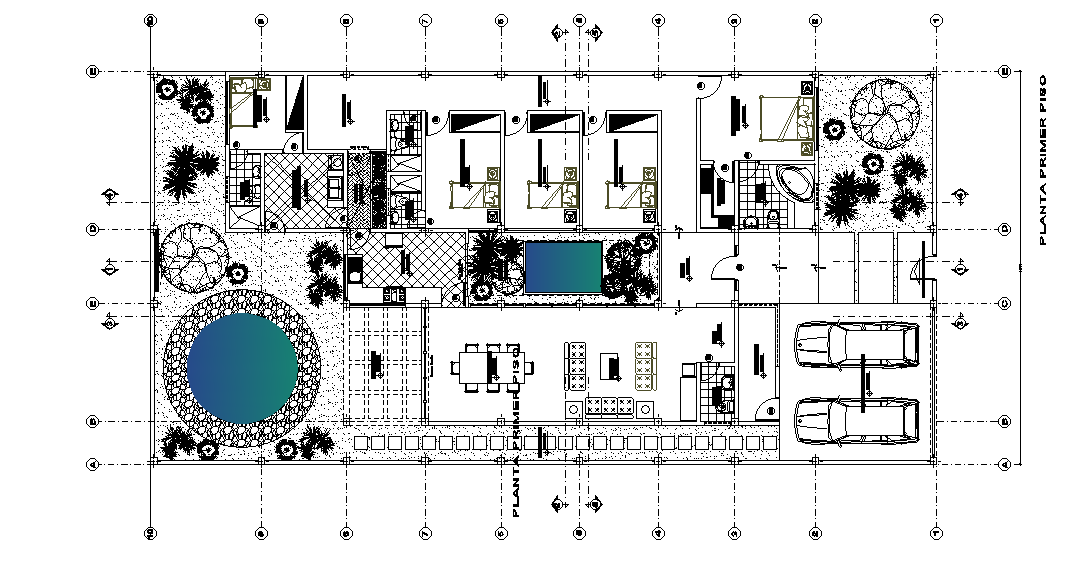 30x15m house plan is given in this Autocad drawing file. Download now ...