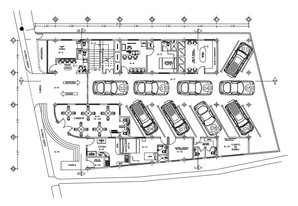 30x17m ground floor hotel plan is given in this AutoCAD model. Download ...