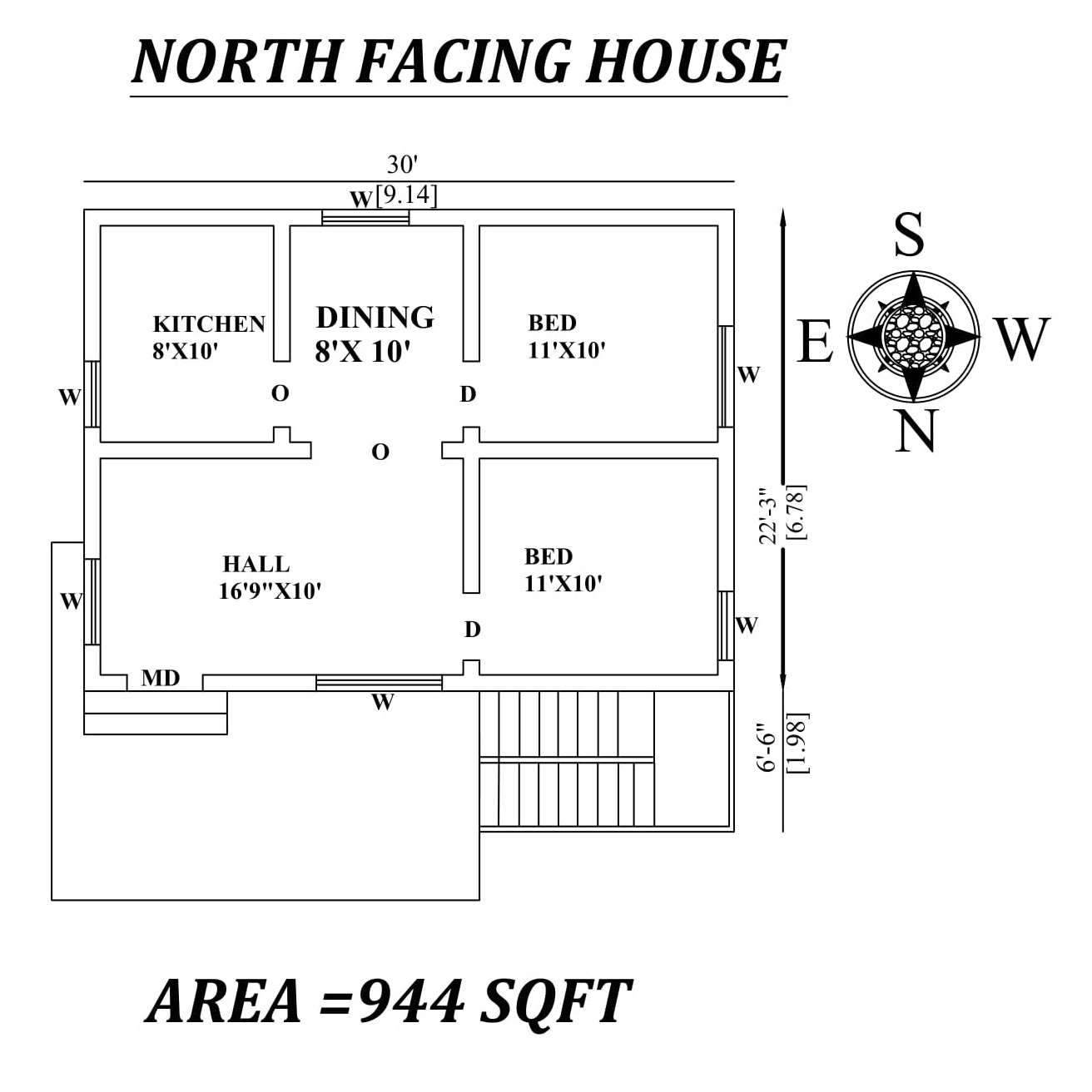 30 X 28 9 2 BHK North facing House Plan As Per Vastu Shastra autocad 