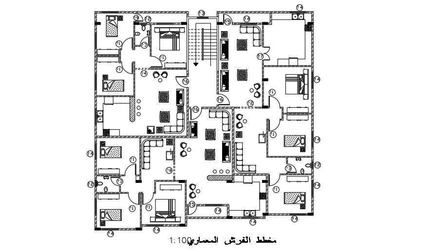 30x30 Meter Apartment Furniture Layout Plan AutoCAD File - Cadbull