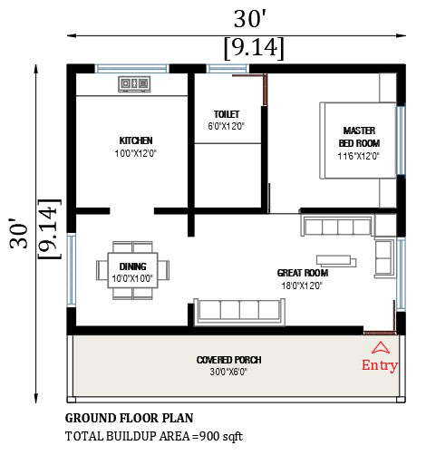 30’x30’ home plan is given in this AutoCAD drawing model. Download now ...