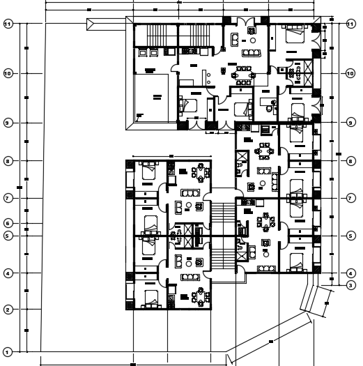 30x36m architecture first floor multifamily apartment house plan cad ...