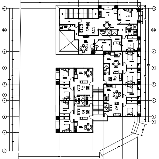 30x36m architecture second floor multifamily apartment house plan cad ...