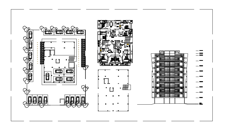 31x40m multifamily apartment plan 2d Autocad drawing - Cadbull