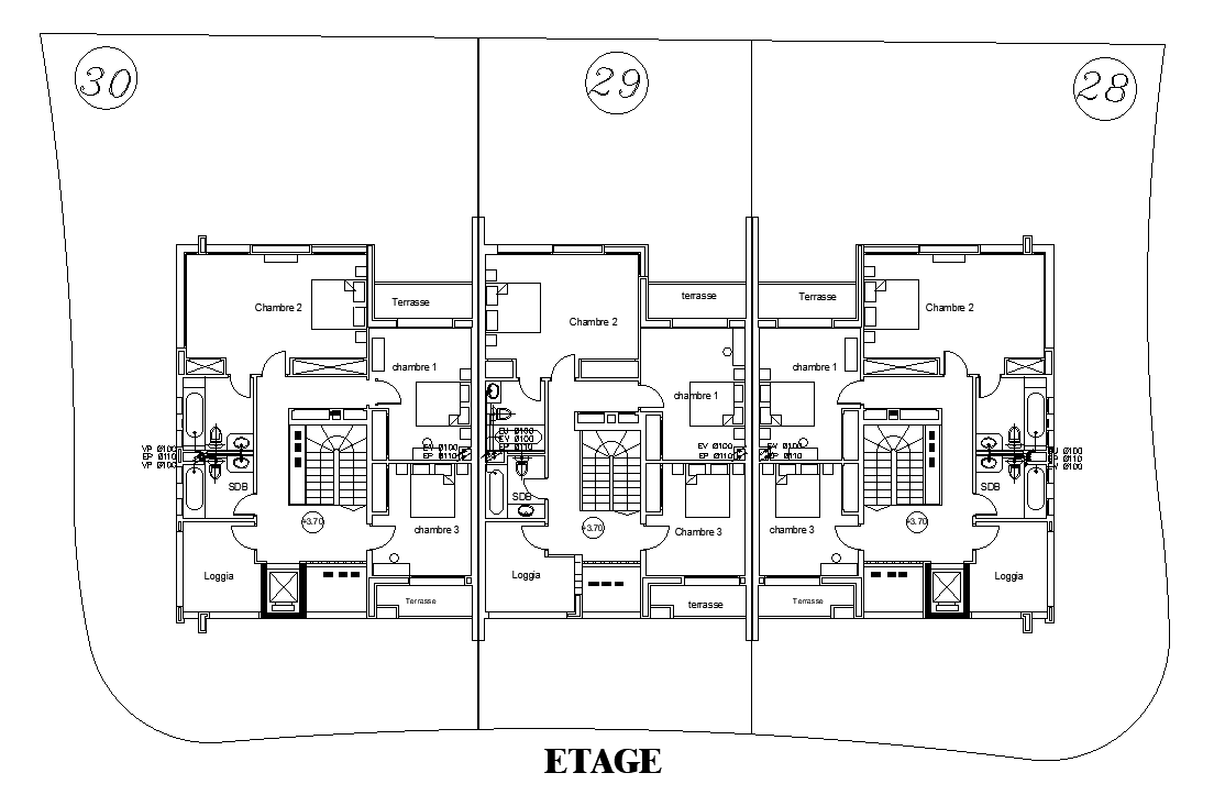 32x13m First Floor Row Villa House Plan Is Given In This Autocad Drawing Model Download Now