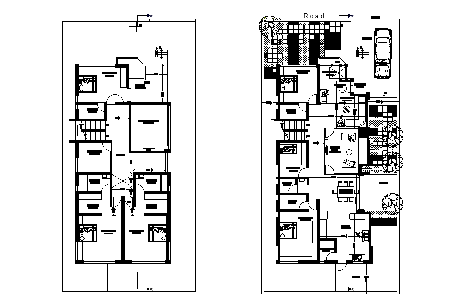 32’x65’ bungalow house plan is given in this Autocad drawing file ...