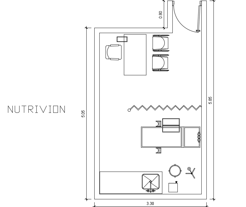 3300x5050mm nutrition consultation room plans are given in this drawing ...