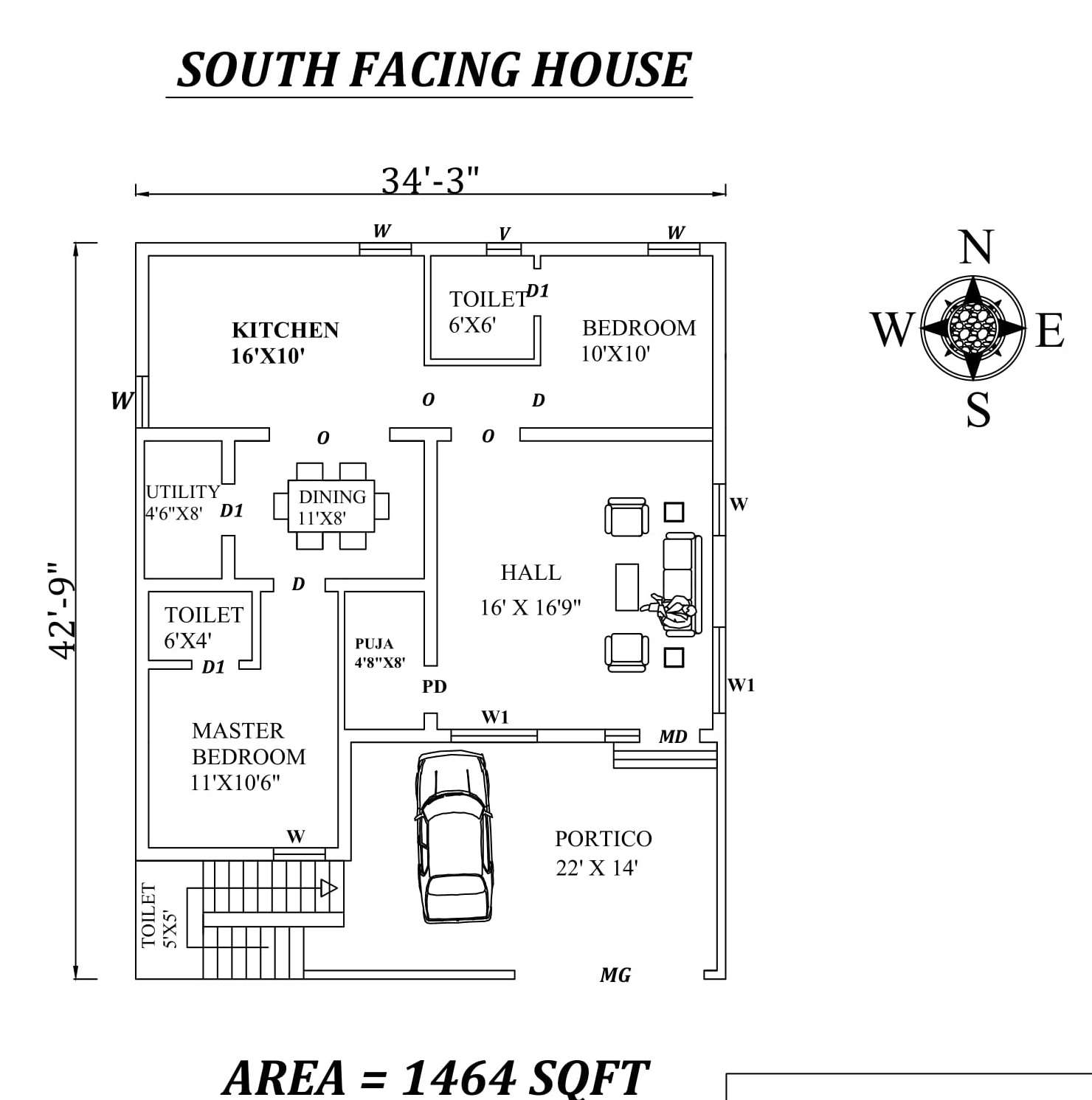 2 Bhk House Plans With Vastu South Facing