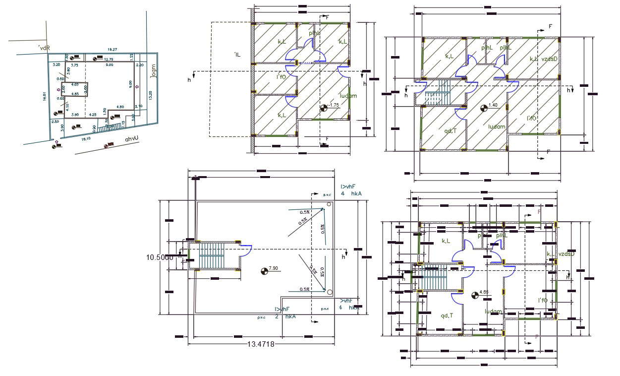 34 X 44 Feet Apartment Floor Plan CAD Drawing - Cadbull