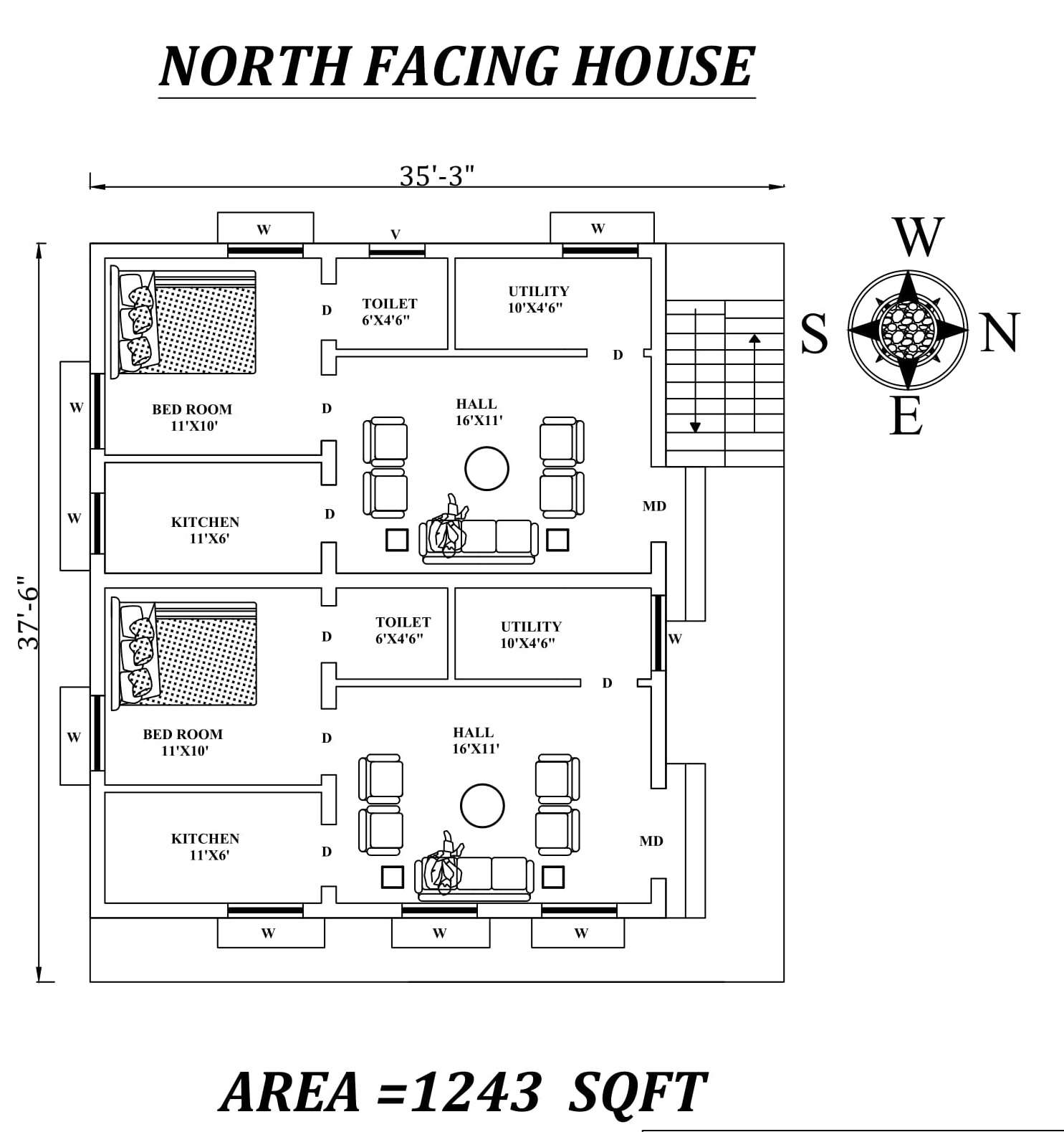 35-3-x-37-6-single-bhk-north-facing-dual-house-plan-as-per-vastu-shastra-autocad-drawing-file