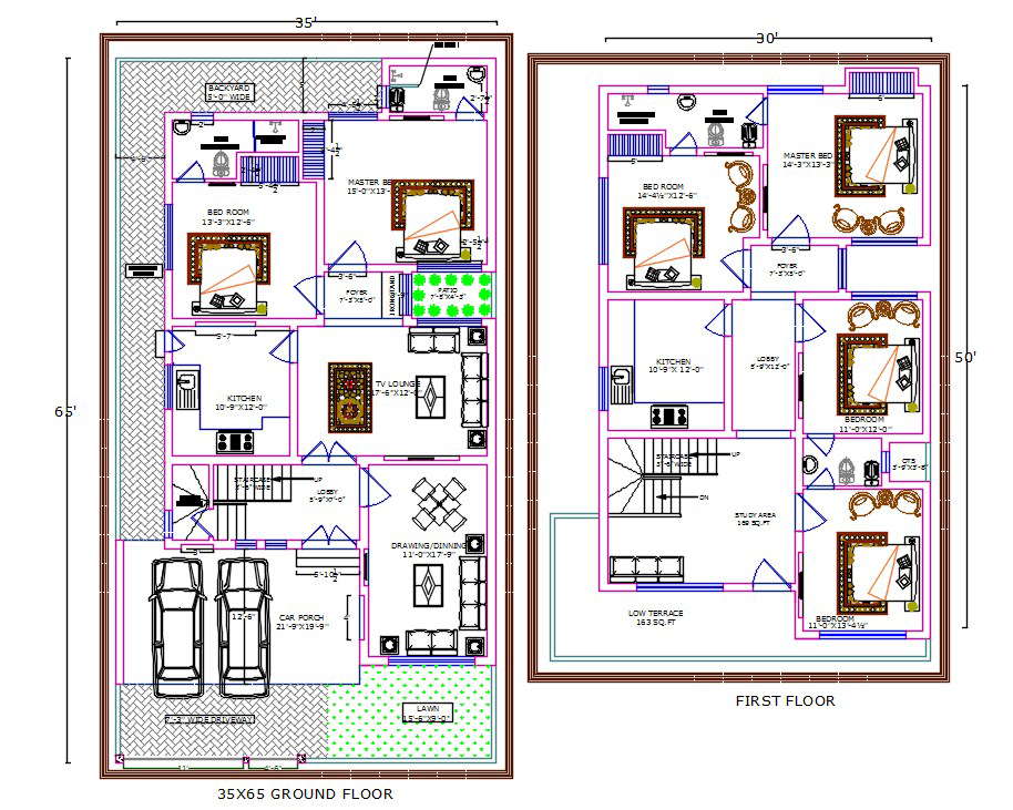 3bhk-duplex-plan-with-attached-pooja-room-and-internal-staircase-and-ground-floor-parking-2bhk