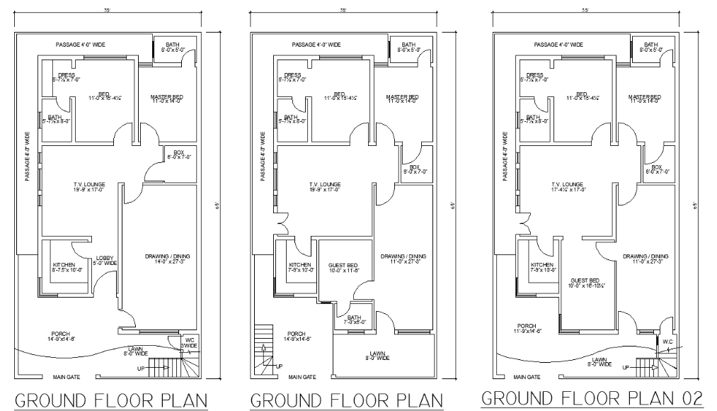 3 Bedroom House Plans Autocad